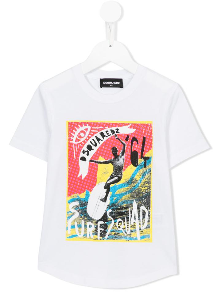 Dsquared2 Kids Surf Print T-shirt, Boy's, Size: 8 Yrs, White