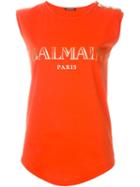 Balmain Logo T-shirt, Women's, Size: 42, Yellow/orange, Cotton