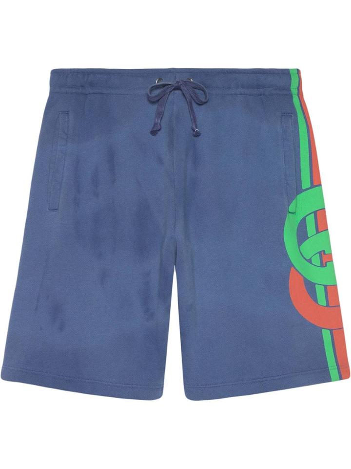 Gucci Shorts With Interlocking G Print - Blue