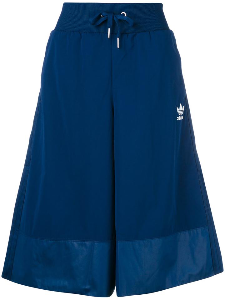 Adidas - Wide Leg Culotte Shorts - Women - Polyester - 40, Blue, Polyester