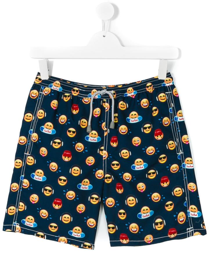 Mc2 Saint Barth Kids - Teen Emoji Printed Shorts - Kids - Polyamide/polyester/spandex/elastane - 16 Yrs, Blue