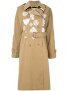 Tu Es Mon Trésor Embroidered Detail Trench Coat - Green