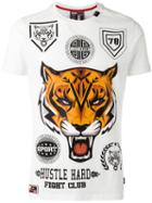 Plein Sport Tiger Print T-shirt, Men's, Size: Small, White, Cotton