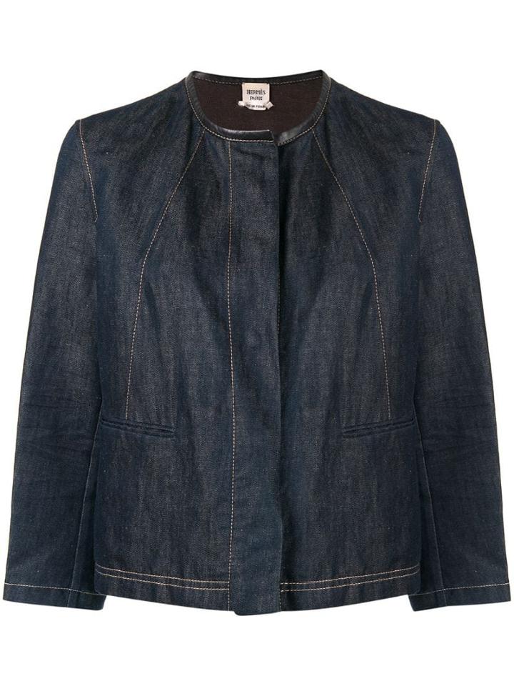 Hermès Pre-owned Collarless Denim Jacket - Blue