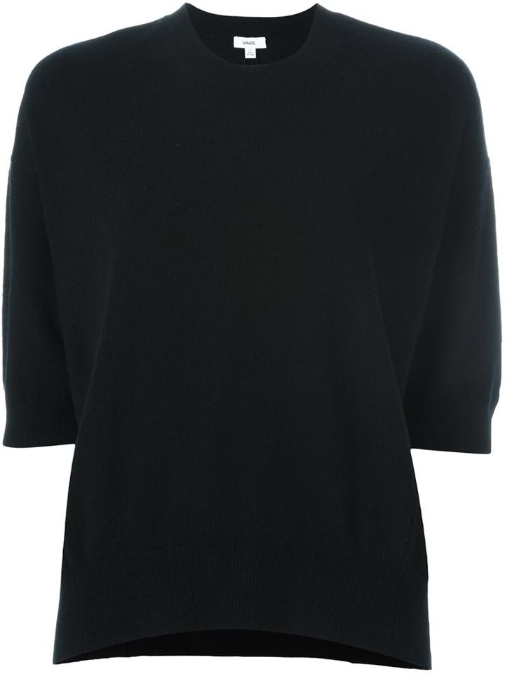 Vince Elbow Sleeve Sweater, Women's, Size: Large, Black, Nylon/cashmere