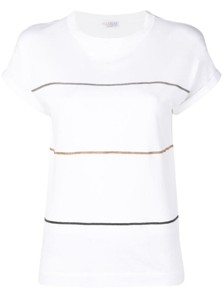 Brunello Cucinelli Brass Stripes T-shirt - White