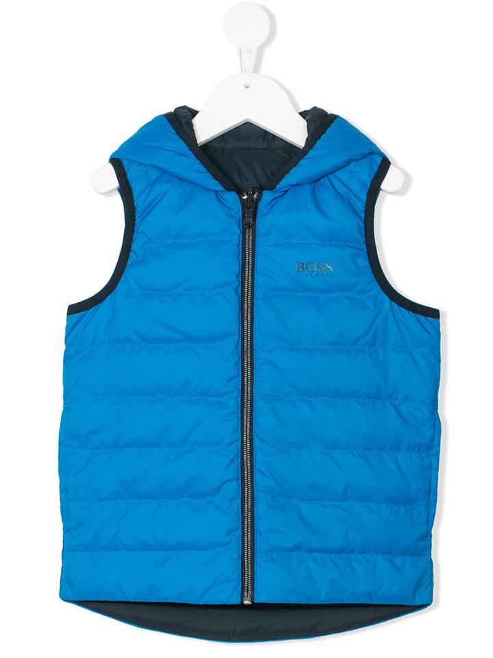 Boss Kids - Hooded Gilet - Kids - Feather Down/polyamide-8 - 6 Yrs, Blue