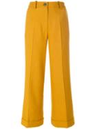 Erika Cavallini - Cuffed Culottes - Women - Polyester/acetate/lyocell/virgin Wool - 42, Yellow/orange, Polyester/acetate/lyocell/virgin Wool