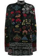Alexander Mcqueen Floral Cross Stitch Wool Knit Cape - Black