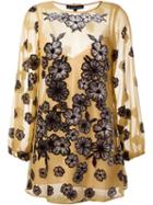 For Love And Lemons Flower Applications Sheer Short Dress