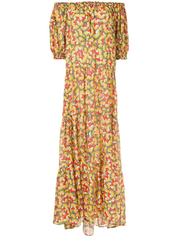 Dhela Butterfly Print Off The Shoulder Maxi Dress - Multicolour