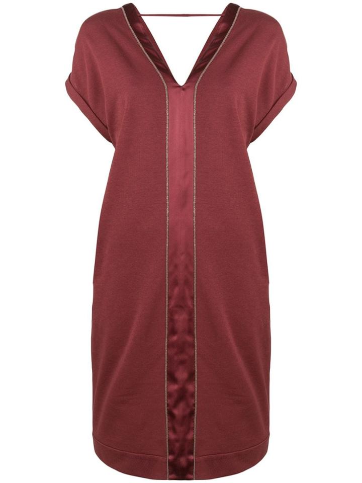 Brunello Cucinelli Short V-neck Dress - Red