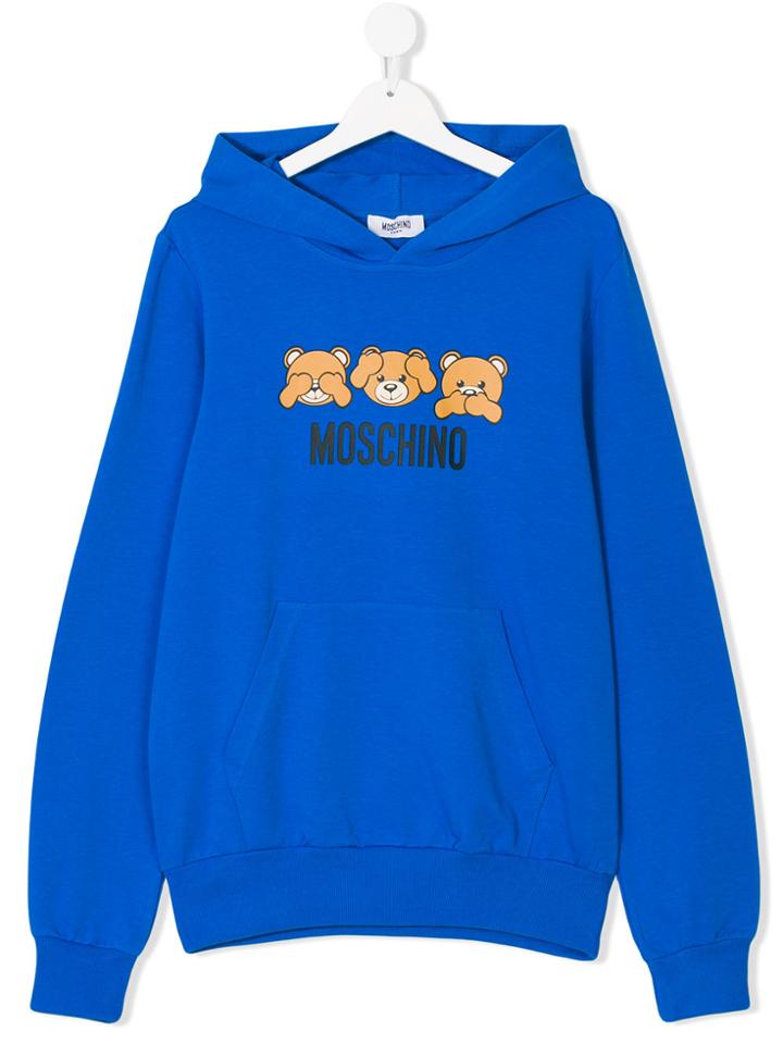 Moschino Kids Bears Print Hoodie - Blue