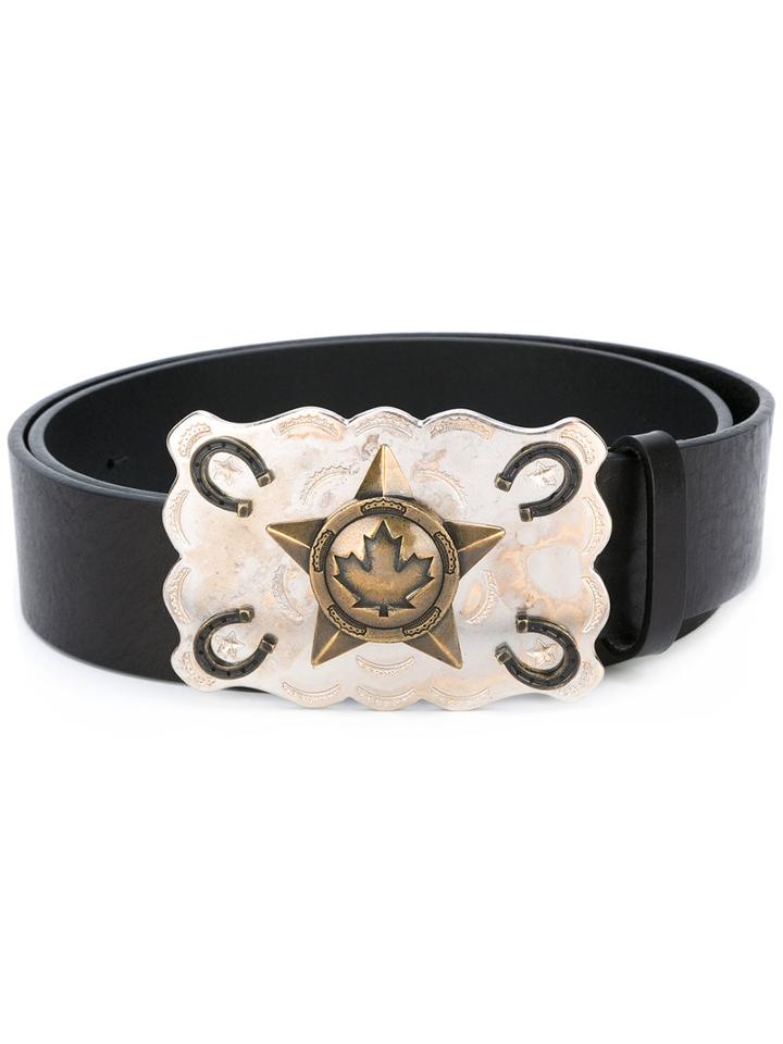 Dsquared2 Cowboy Star Buckle Belt, Men's, Size: 95, Black, Leather/metal (other)