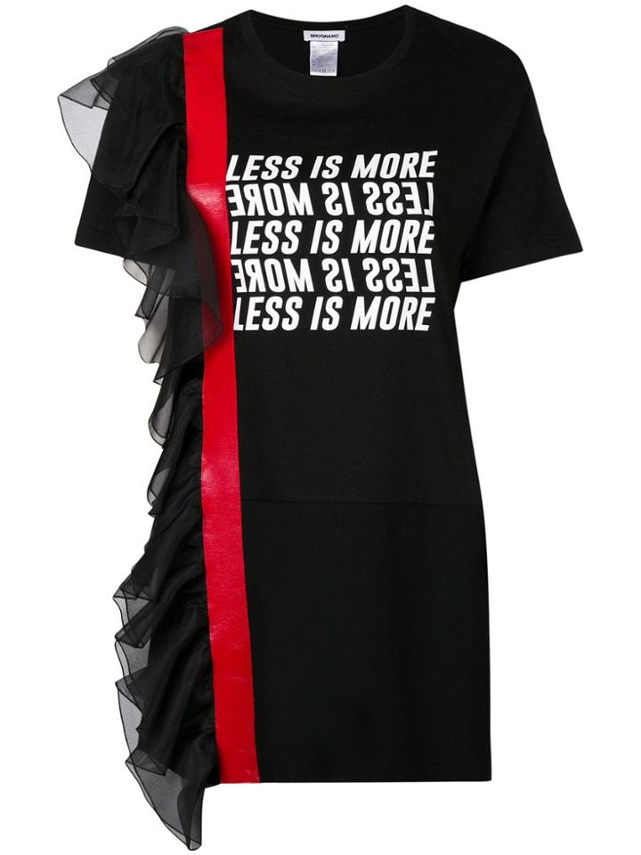 Brognano Slogan Ruffle Dress - Black