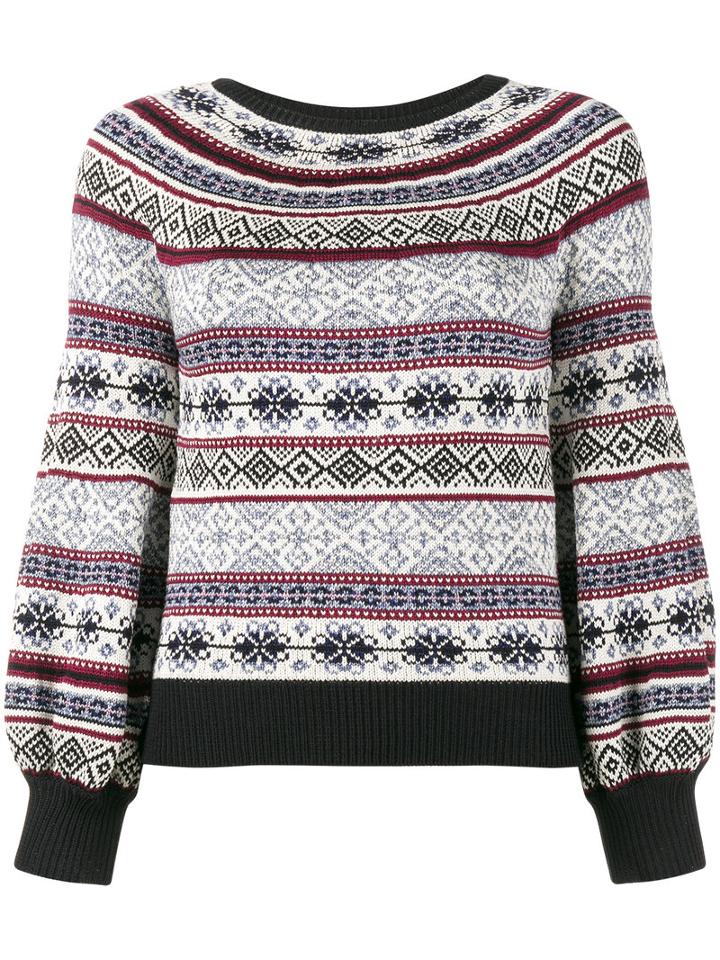 Alexander Mcqueen - Puffed Sleeve Jacquard Jumper - Women - Cotton/silk/wool - Xs, Black, Cotton/silk/wool