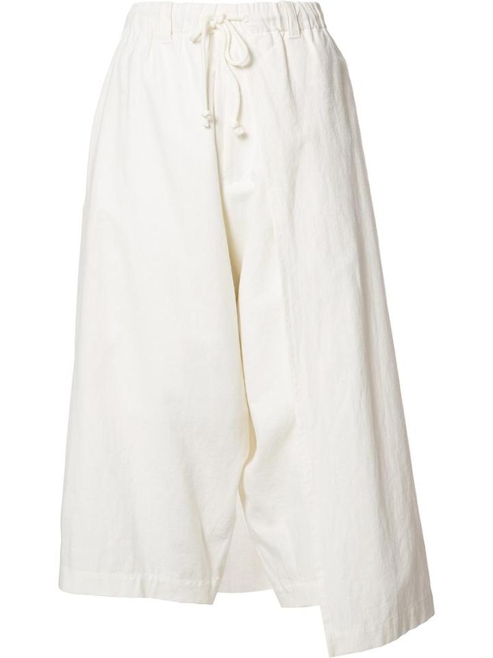 Y's 'left Wrap' Trousers, Women's, Size: 2, White, Cotton/linen/flax