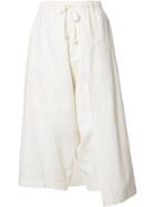 Y's 'left Wrap' Trousers, Women's, Size: 2, White, Cotton/linen/flax