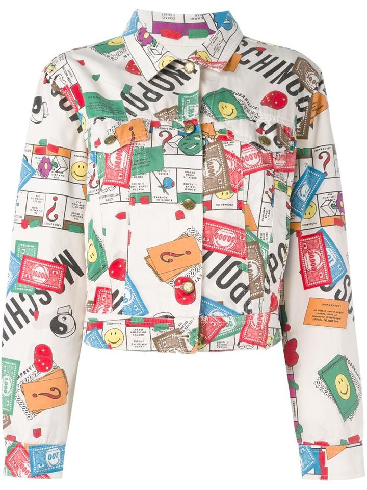 Moschino Vintage Monopoly Print Denim Jacket