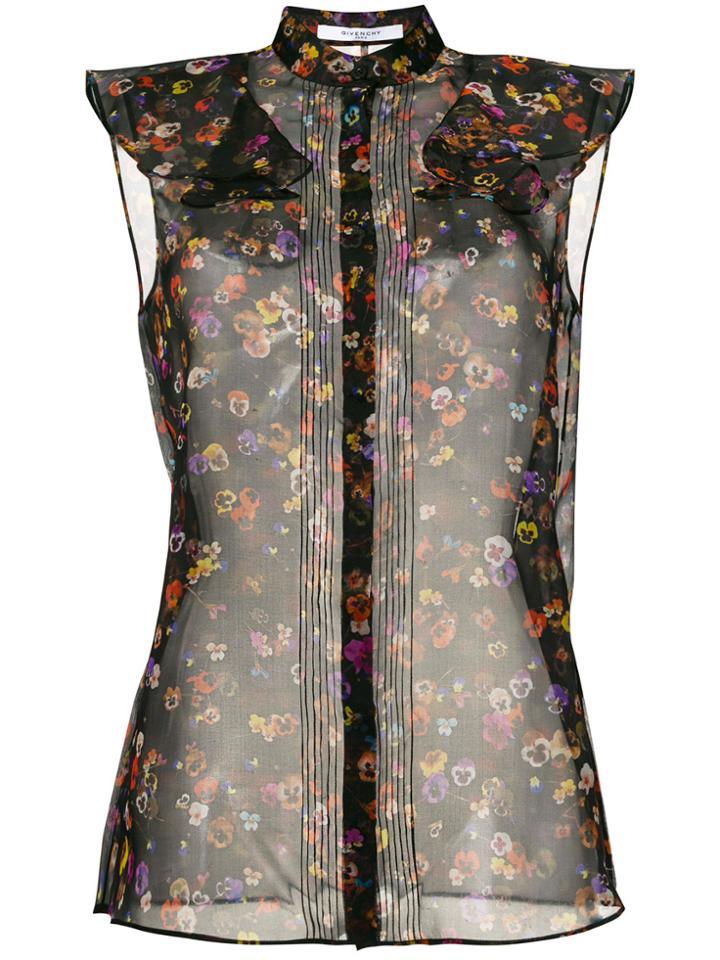 Givenchy Sheer Floral Print Shirt - Black