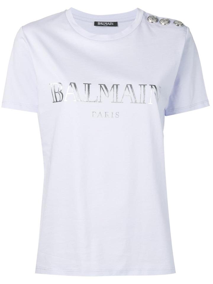 Balmain Logo Print T-shirt - Purple