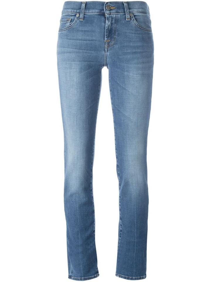 7 For All Mankind Slim Fit Jeans, Women's, Size: 27, Blue, Cotton/polyester/spandex/elastane