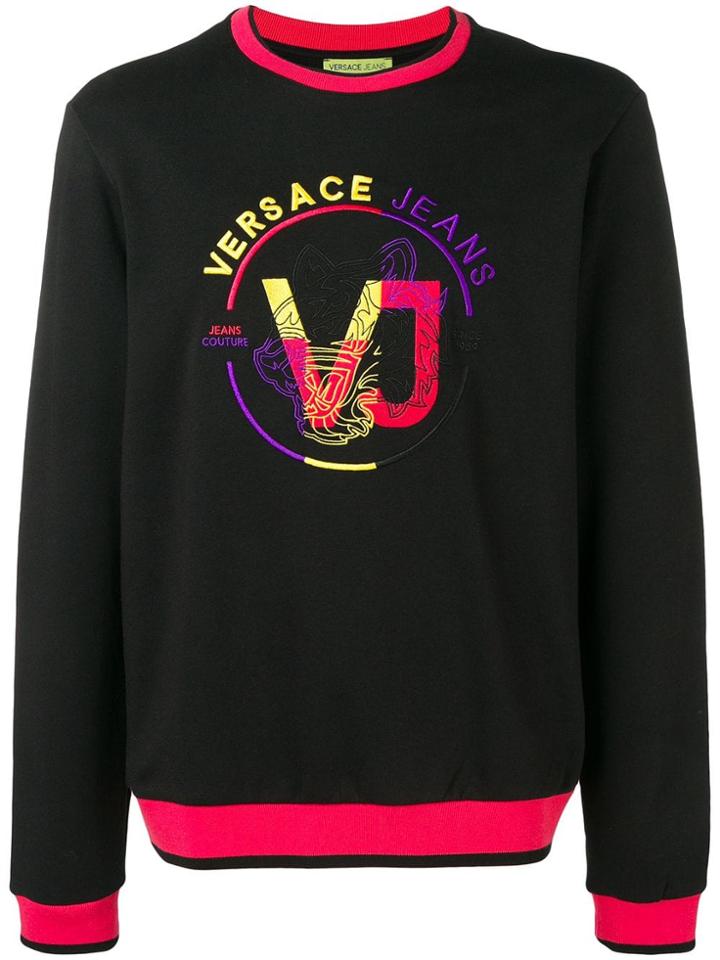 Versace Jeans Contrast Logo Sweatshirt - Black