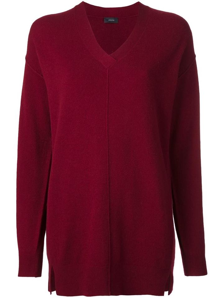 Joseph V-neck Jumper, Women's, Size: Small, Red, Wool