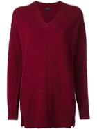 Joseph V-neck Jumper, Women's, Size: Small, Red, Wool