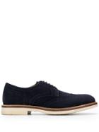 Corneliani Contrasting Heel Brogue Shoes - Blue