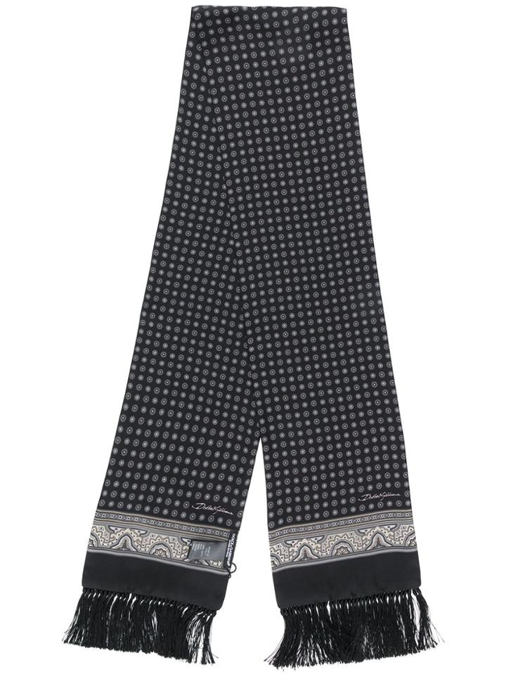 Dolce & Gabbana Fringed Printed Scarf - Black