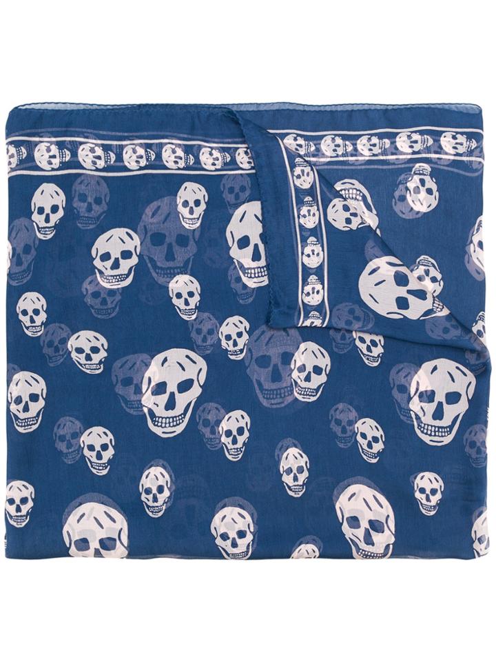 Alexander Mcqueen Skull-print Scarf - Blue