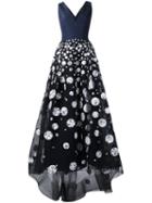 Carolina Herrera Printed Dots Gown, Women's, Size: 8, Blue, Silk