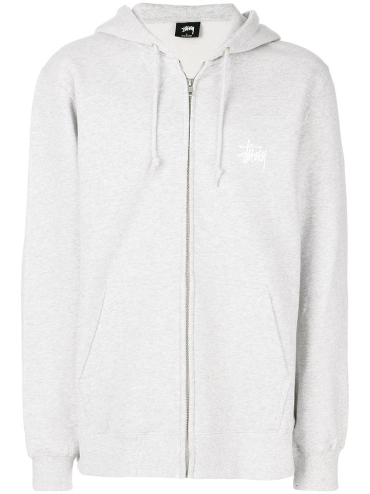 Stussy Zipped Hooded Sweatshirt - Grey