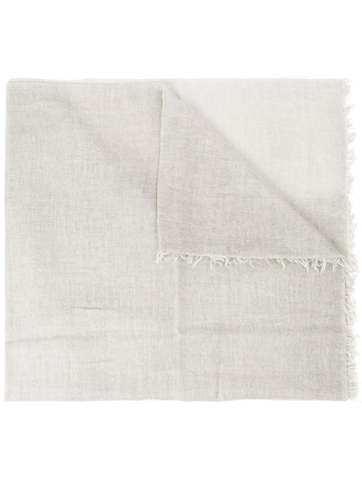 Faliero Sarti Fringed Scarf, Adult Unisex, Grey, Silk/cashmere