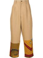 Junya Watanabe Comme Des Garçons Man Printed Panel Trousers, Men's, Size: Medium, Nude/neutrals, Cotton/linen/flax