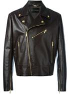 Versace Classic Biker Jacket, Men's, Size: 50, Black, Calf Leather/viscose/cupro/cotton