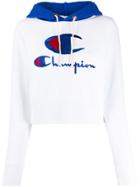 Champion Embroidered Logo Cropped Hoodie - White