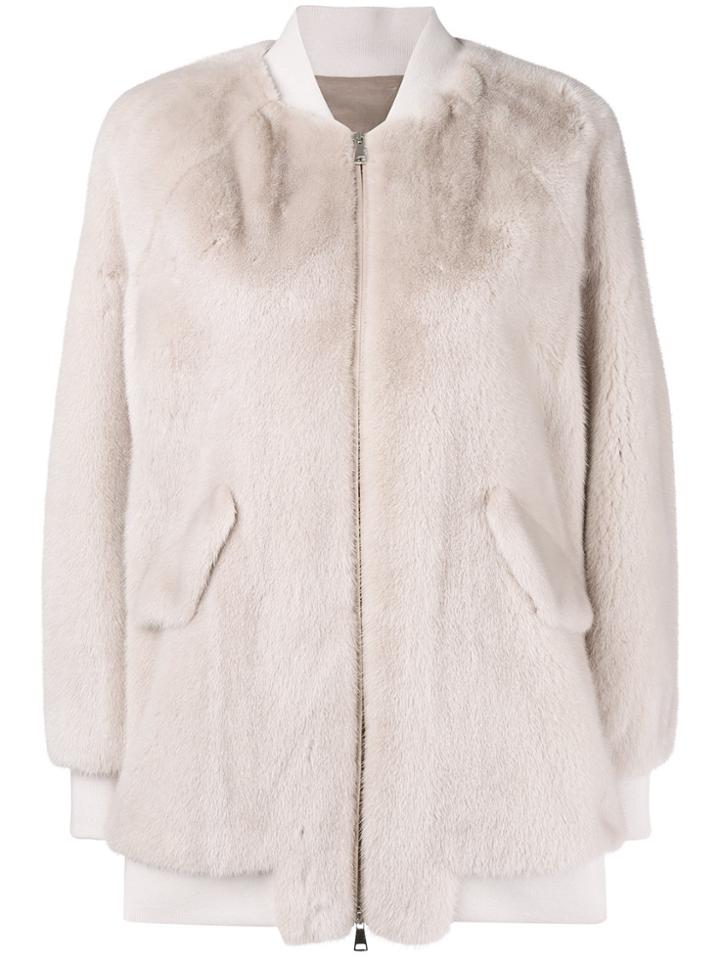 Blancha Longline Bomber Jacket - Nude & Neutrals