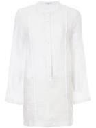Venroy Mandarin Collar Shirt Dress - White