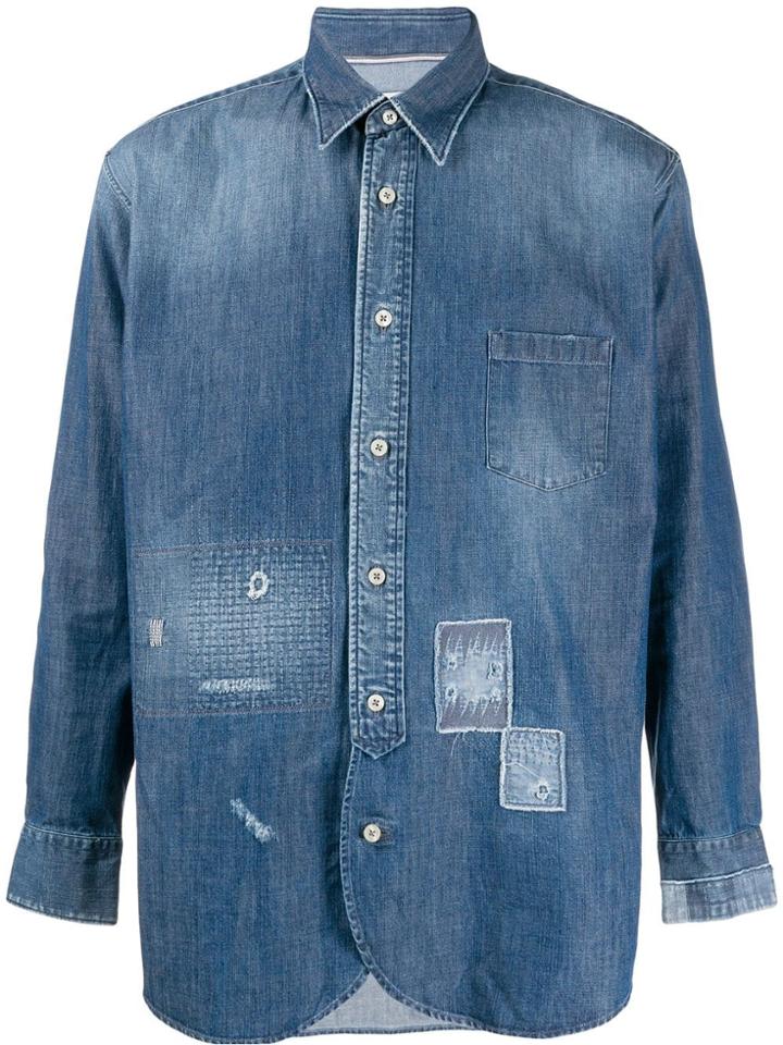 Al Duca D'aosta 1902 Distressed Detail Denim Shirt - Blue