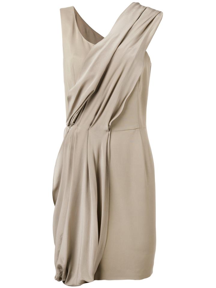 D.exterior Diagonal Drape Dress - Nude & Neutrals