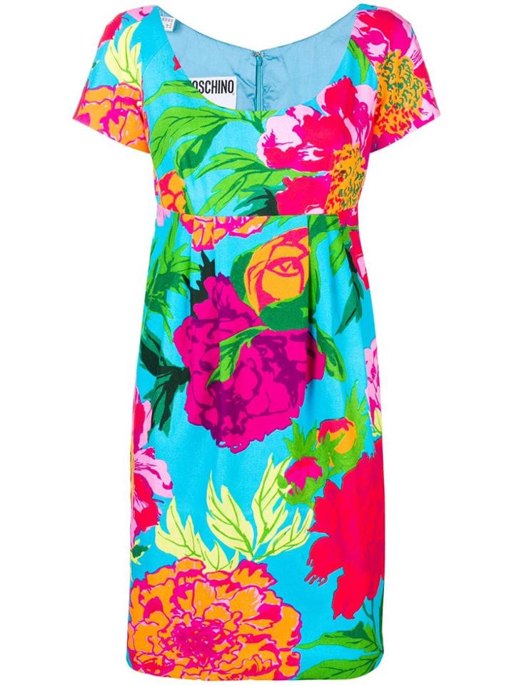 Moschino Vintage Floral Print Dress - Blue
