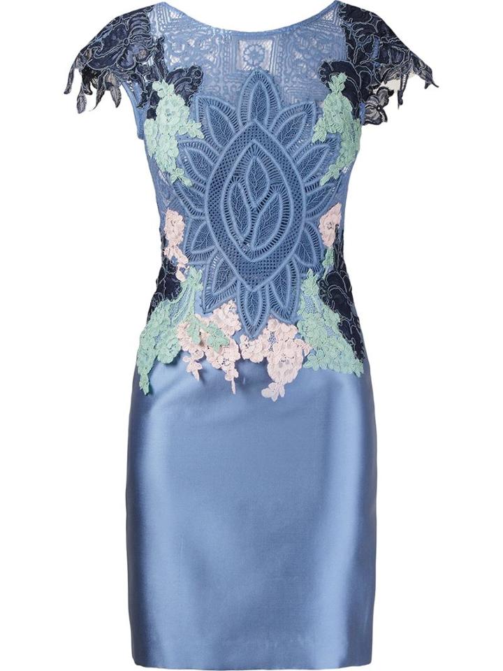 Martha Medeiros Lace Patchwork Adna Dress, Women's, Size: 40, Blue, Silk/cotton/polyester/viscose