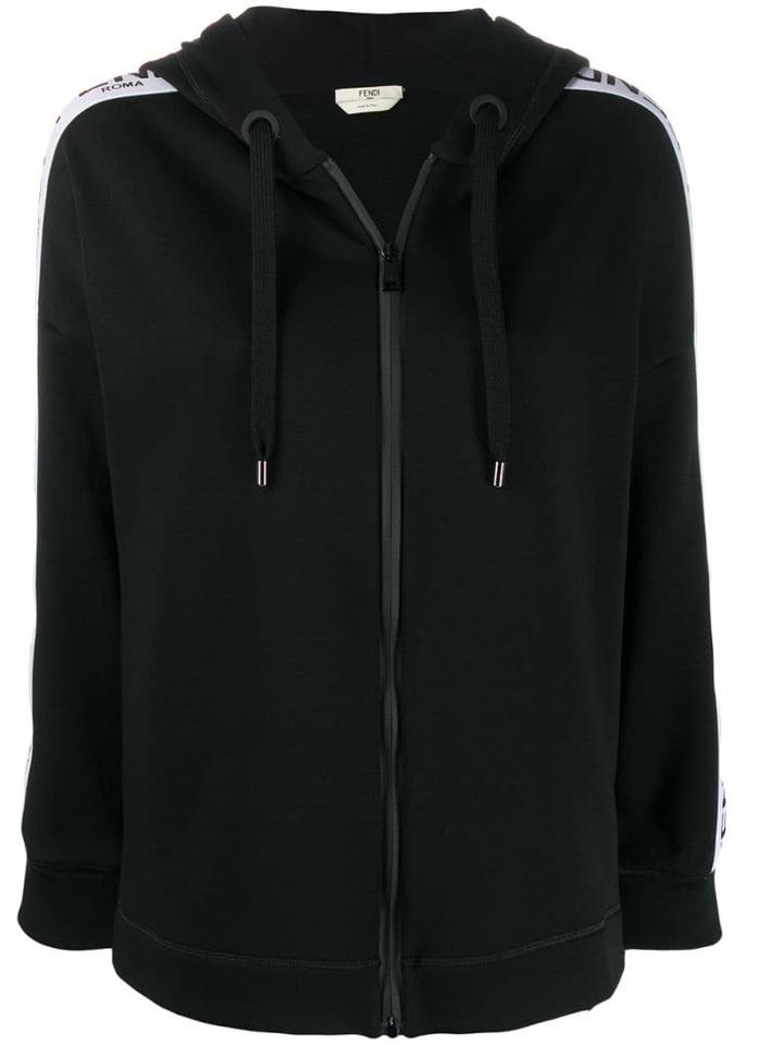 Fendi Logo Trim Hoodie - Black