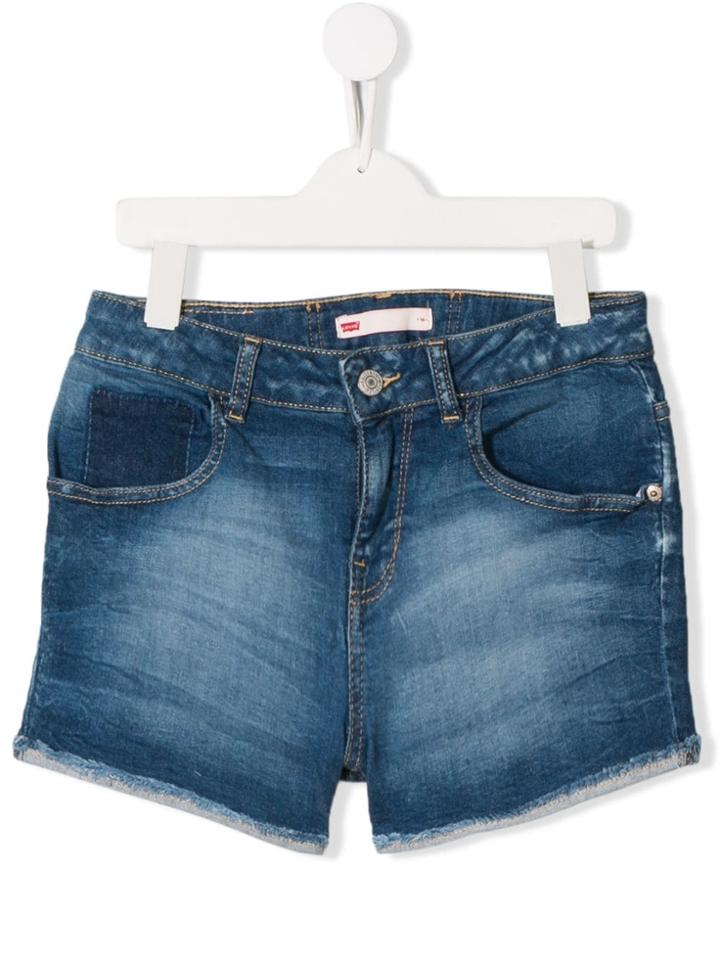 Levi's Kids Frayed Denim Shorts - Blue