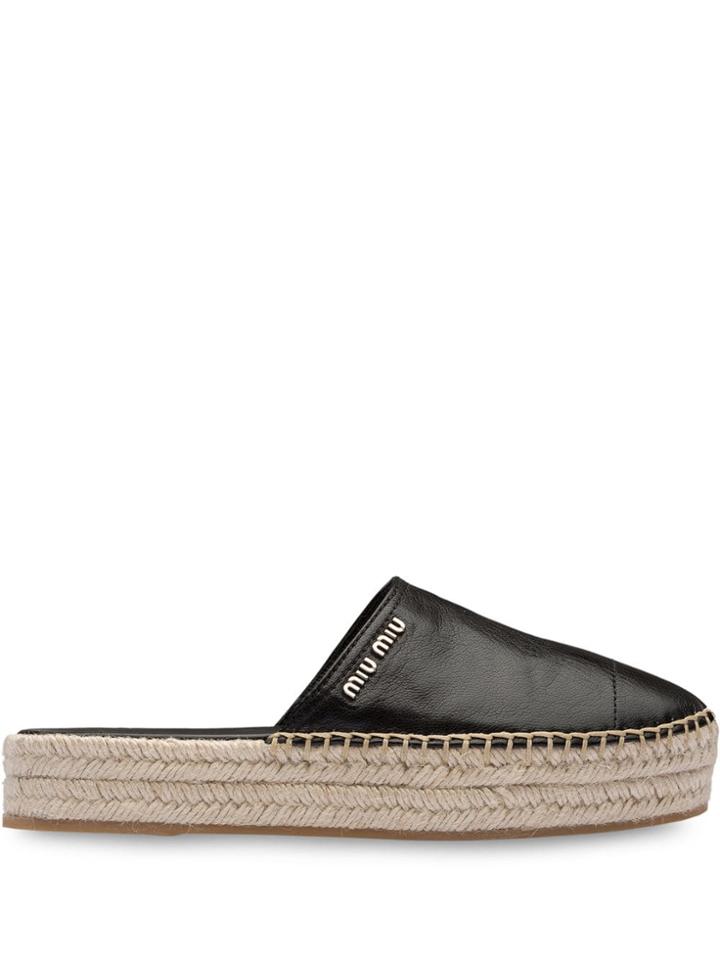 Miu Miu Leather Mules - Black