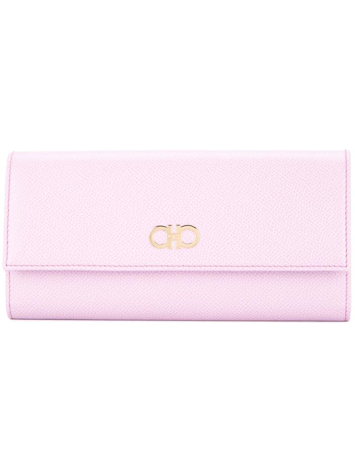 Salvatore Ferragamo Double Gancio Continental Wallet - Pink & Purple