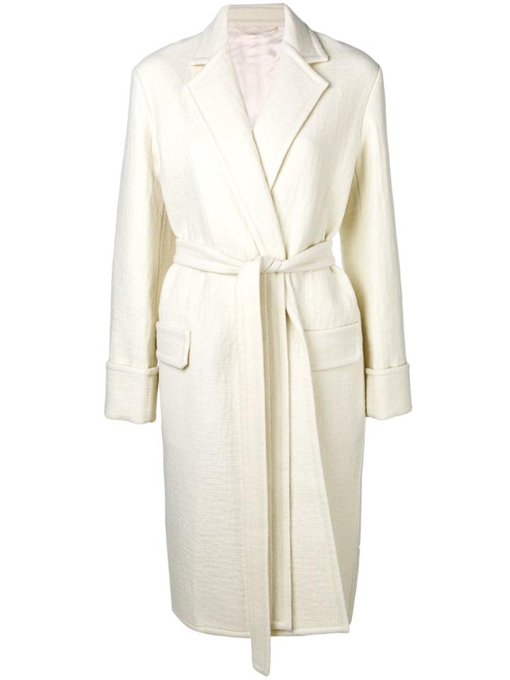 Helmut Lang Belted Blanket Coat - White