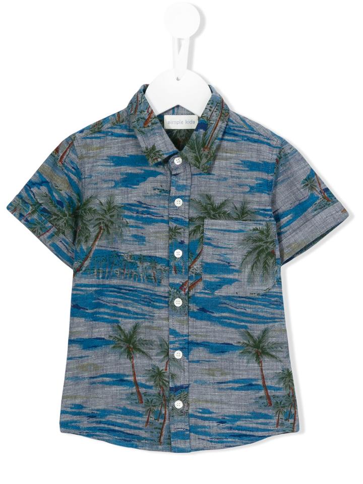 Simple Kids - Tullum Shirt - Kids - Cotton - 2 Yrs, Toddler Boy's, Blue